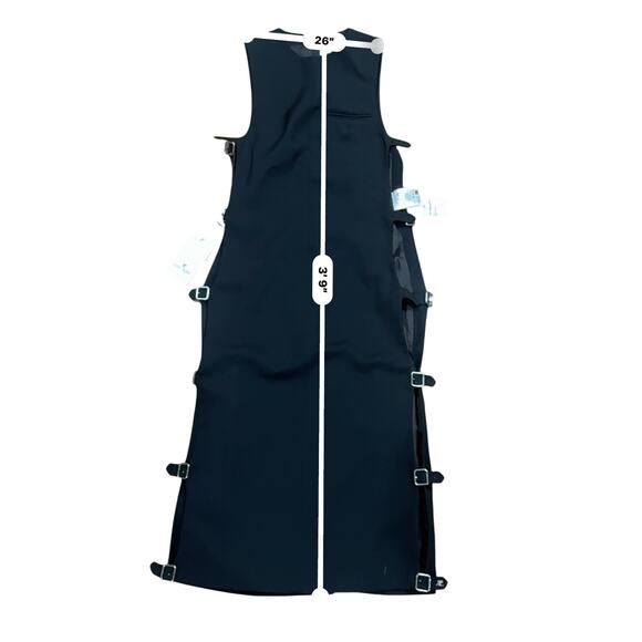 Courrèges Black Multi-Strap Sleeveless Midi Dress Size 34 Cutout Wool Designer - Picture 6 of 15